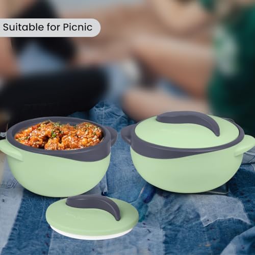 Pinnacle Insulated Casserole Dish with Lid 3 pc. Set 2.6/1.5/1 qt. Hot Pot Food Warmer/Cooler –Thermal Soup/Salad Serving Bowl- Stainless Steel Hot Food Container–Best Gift Set for Moms –Holidays