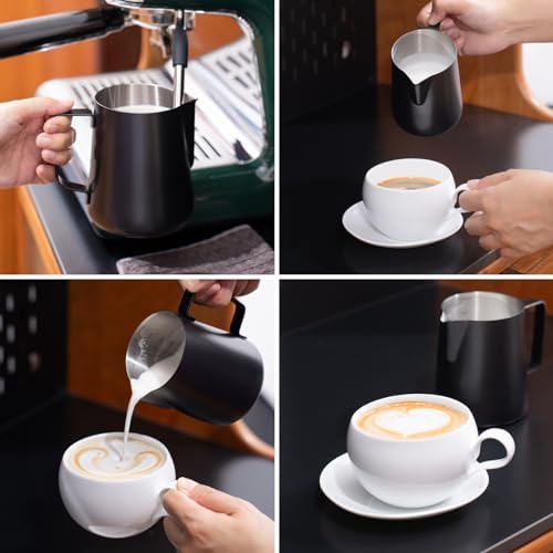 2 Pack Matte Black Milk Frothing Pitcher, 12oz/350ml & 20oz/600ml