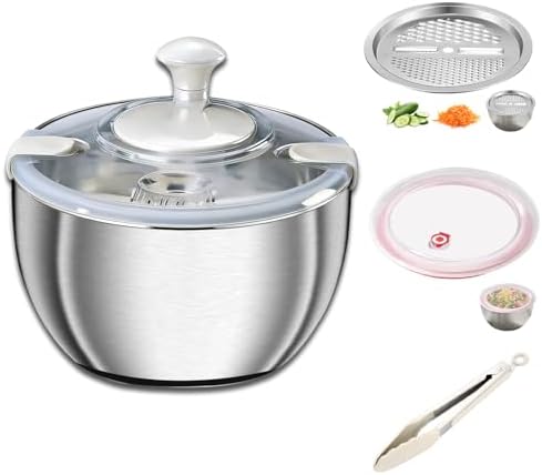 Large Salad Spinner with Storage Lid, 5.29QT Stainless Steel