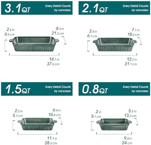 vancasso Ceramic Baking Dish Set of 4, Green