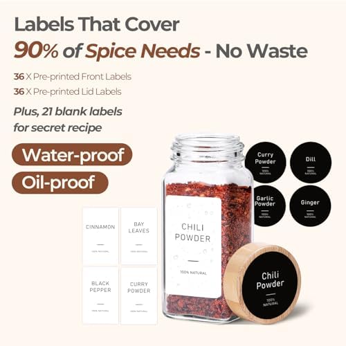ComSaf 24 Pack 4 oz Glass Spice Jars
