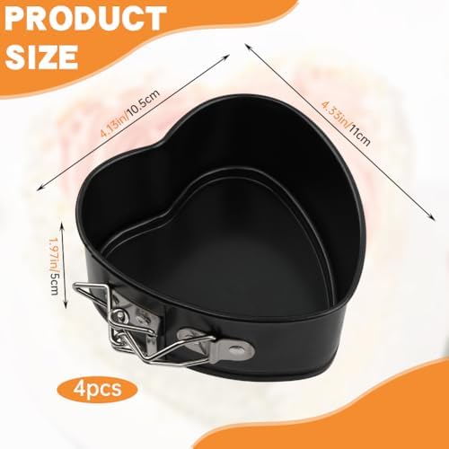 4 Inch Heart Springform Pans, Set of 4 Nonstick Mini Cheesecake Cake