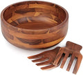 AIDEA Acacia Wood Salad Bowl Set with 2 Wooden Hands, Large Salad Bowl