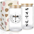 Fantasy Book Lover 16oz Glass Cup with Lid and Straw, Wing Glass