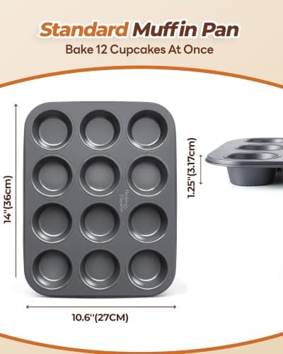 Bake Choice Muffin Pan for Baking, Standard Cupcake Pan, Nonstick 12