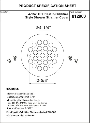 Artiwell 4-1/4“ Shower Strainer Drain Trim Set, Screw-in Shower