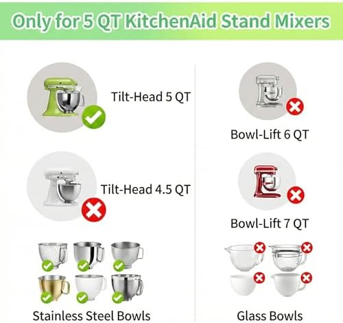 Foldable Silicone Bowl Liners with Lid for KitchenAid Mixer