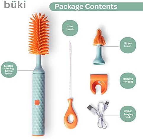 Büki Electric Baby Bottle Cleaning Brush Set - Rechargeable Electric
