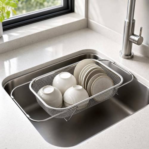 Mesh Colander with Extendable Handles, Medium