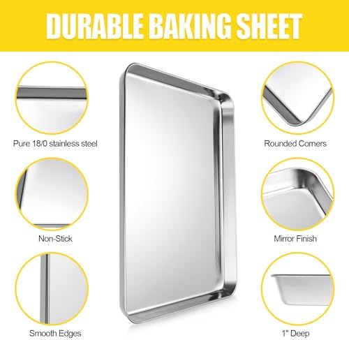 Terlulu Baking Sheet, Cookie Sheet, Stainless Steel Baking Pan, 2