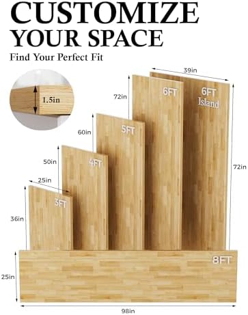 4FT Butcher Block Countertop – 50′′ x 25′′ x 1.5′′ Solid Birch Wood