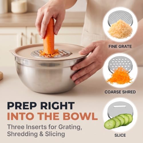 20 PCS Stainless Steel Mixing Bowls with Airtight Lids, 6 Nesting