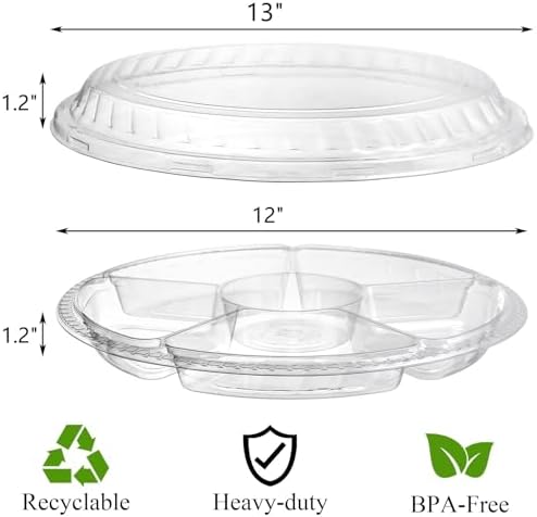 Lawei 30 Pack Plastic Appetizer Tray with Clear Lid, Stackable Round