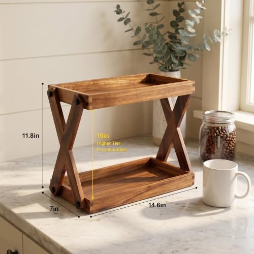 2-Tier Wood Countertop Organizer Shelf