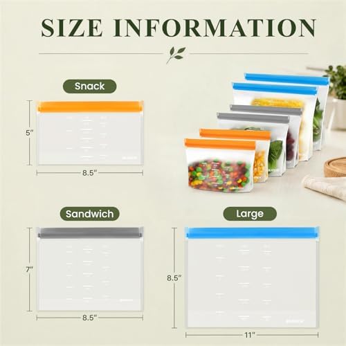 Dishwasher Safe Reusable Storage Bags Stand Up - BPA Free Reusable