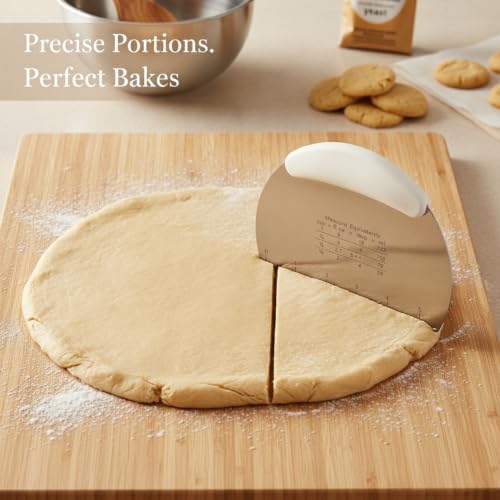 Dough Cutter with Measurements, Stainless Steel Bench Scraper for