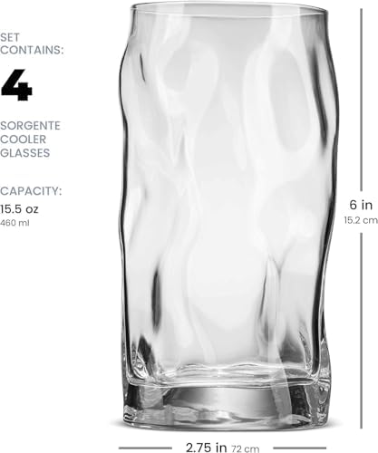 Bormioli Rocco SORGENTE Tall Drinking Glasses 15.5 Ounce Highball