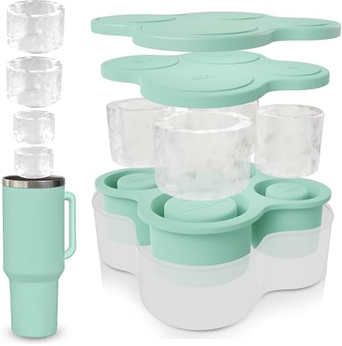 4-Ring Silicone Ice Cube Tray for Stanley Cup with Lid and Metal