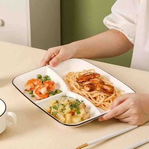 10inch Ceramic Divided Plates Set of 2,3 Compartment Portion Control