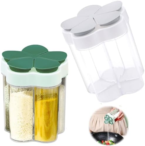 2 Pcs 5 in 1 Spice Containers, Multi-Spice Dispenser, Portable Travel