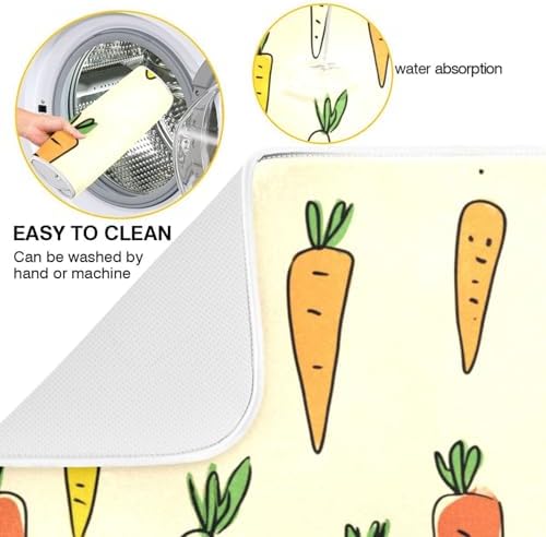 OTVEE Minimalist Carrot Art Dish Drying Mat for Kitchen Counter