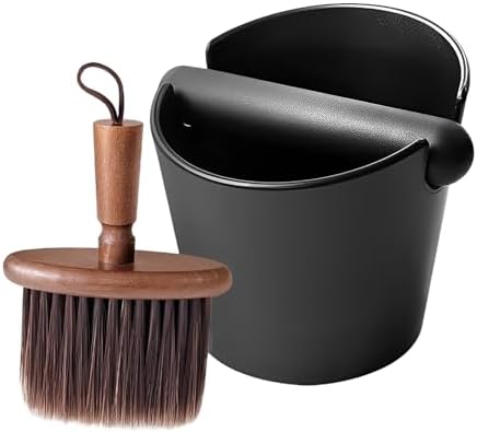 Knock Box with Wooden Coffee Brush, 5.5 Inch Espresso Grounds Bucket