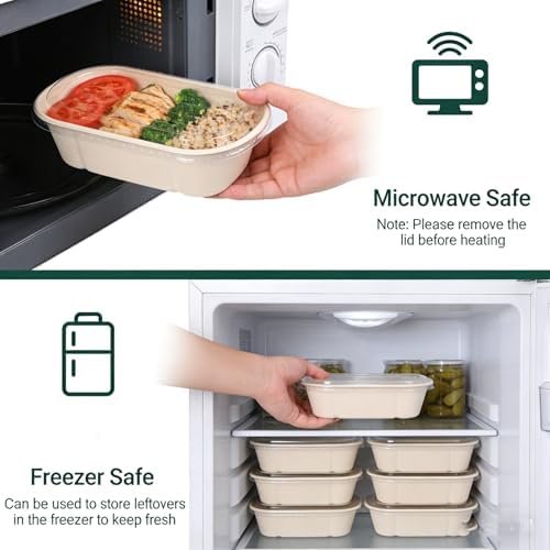 50 Pack Disposable Meal Prep Containers, 23oz Take Out Food Containers
