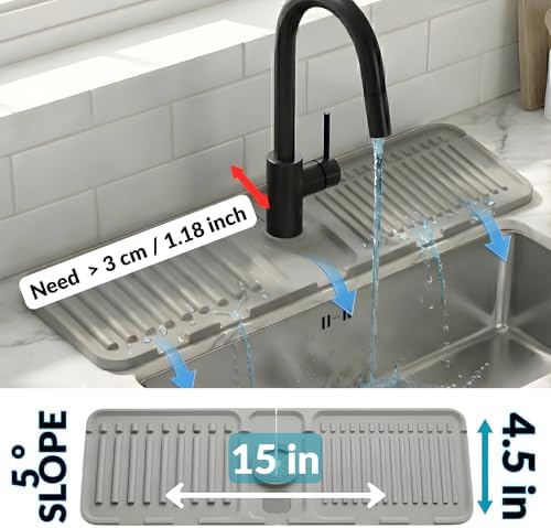 Silicone Faucet Mat for Kitchen Sink Splash Guard, 2-Piece Set – Each