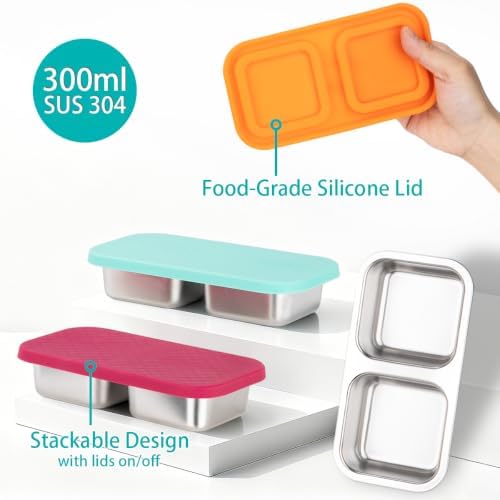 SUMERX 6 Pack Stainless Steel Snack Containers with Lids - 2