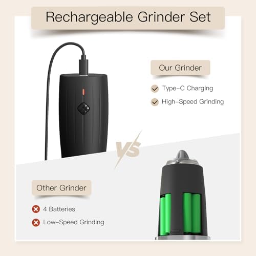 Ultrean Electric Salt and Pepper Grinder Set, 2 Pack, Black