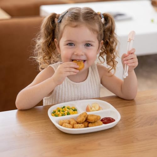 8.58" Square Ceramic Divided Plates Set of 4, Portion Control Plates