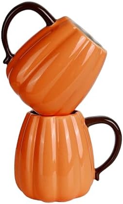Halloween Pumpkin mugs Set Of 2-25oz Large Ceramic Pumpkin Cups