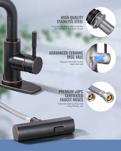 Bar Sink Faucet with Pull-Out Sprayer, Oil Rubbed Bronze