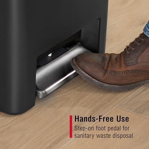 Rubbermaid Step-On Kitchen Trash Can, 12.4 Gallon, Black