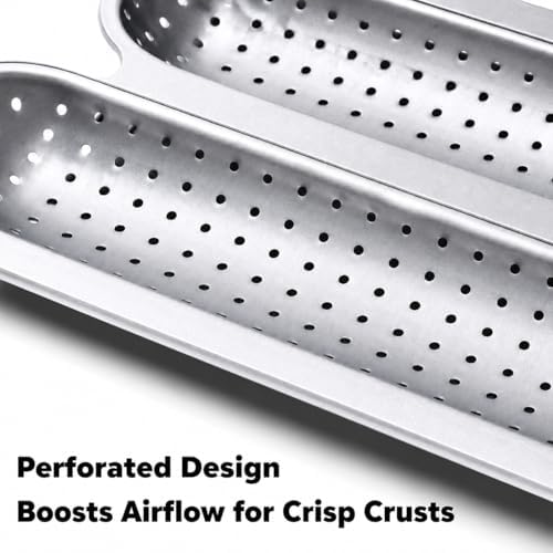 12 in Hoagie Roll Baking Pan, 3-Slot Perforated Carbon Steel Tray
