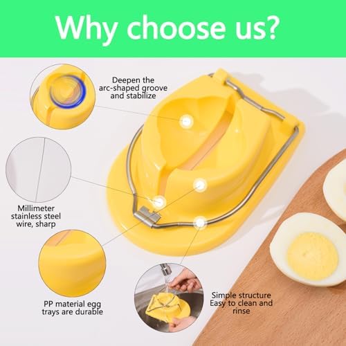 Egg Slicer, Semi-Round Curved Yellow Egg Cutter for Hard Boiled Eggs
