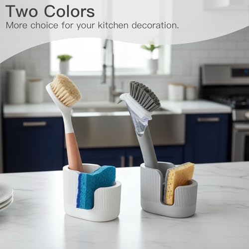 2-in-1 Diatomite Sponge Holder for Kitchen Sink, White