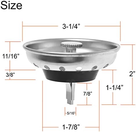 2 Pack - Kitchen Sink Strainer and Stopper Combo Basket Replacement