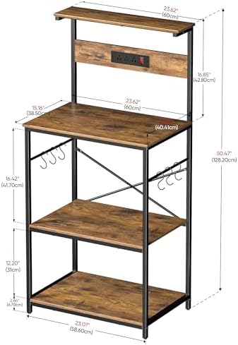 VUSIGN Kitchen Bakers Rack, 4 Tiers, Rustic Brown