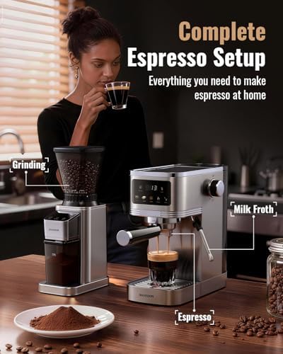 SHARDOR Espresso Machine with Grinder Bundle, 20 Bar