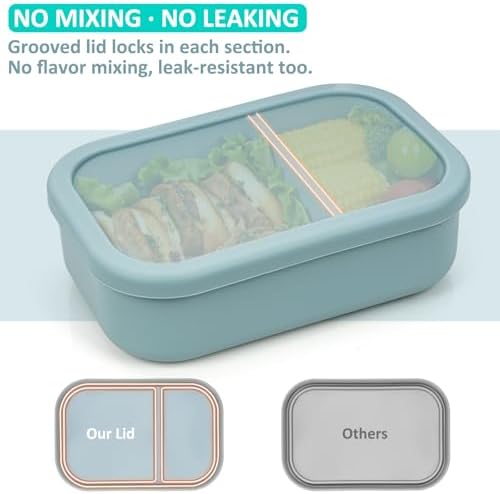 100% Silicone Bento Box Adult with 2 Compartments, 32oz, Reusable