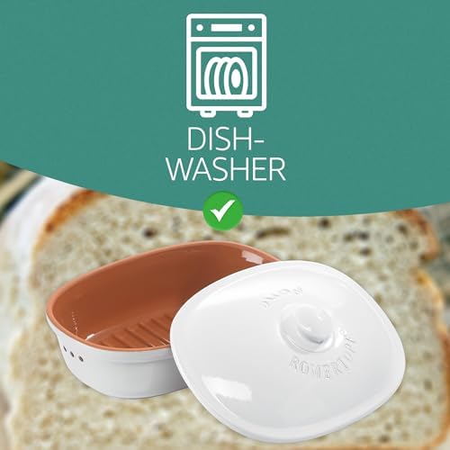 Römertopf Oval Ceramic Bread Freshness Pot | Natural Ceramic - Ideal