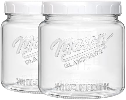 Half Gallon Glass Jar with Lid, 64 Oz Mason Jar for Pantry Storage