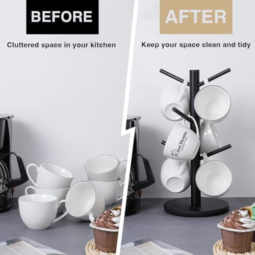 Mug Holder Tree - Coffee Mug Tree with 6 Hooks - Countertop Holder for