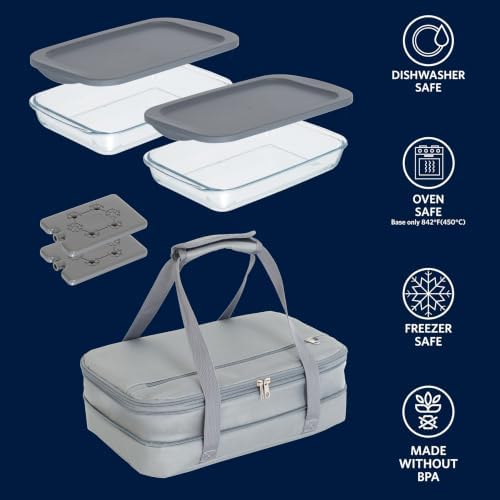 Glad Cook & Take Glass Baking Dish Set with Lids and Carrier
