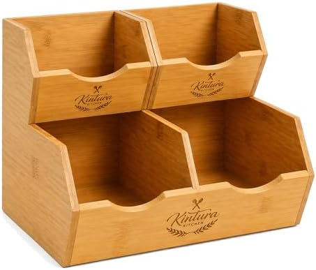 Stackable Bamboo Pantry Storage Bins, Potato Onion Storage Organizer