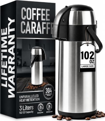 Coffee Carafe Insulated 102 OZ / 3L Stainless Steel Hot Beverage