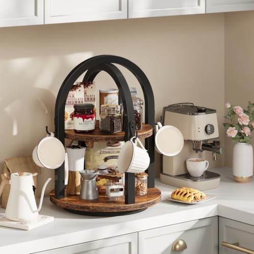 HOOBRO Rotating Coffee Mug Holder, 2‐Tier Coffee Cup Holder with 4