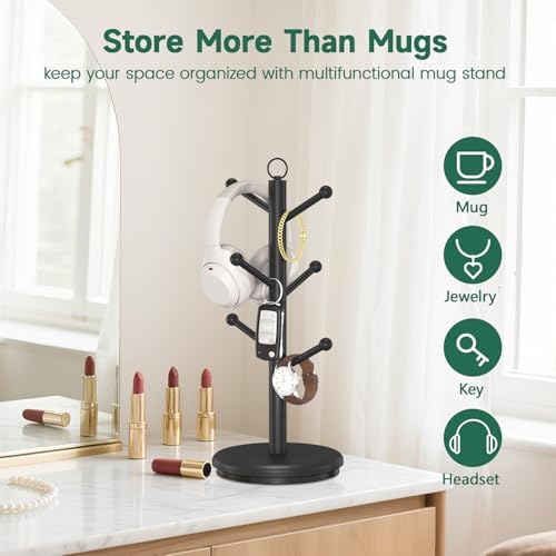 EsLuker.ly Mug Holder Tree Bamboo 360° Rotating Coffee Cup Display