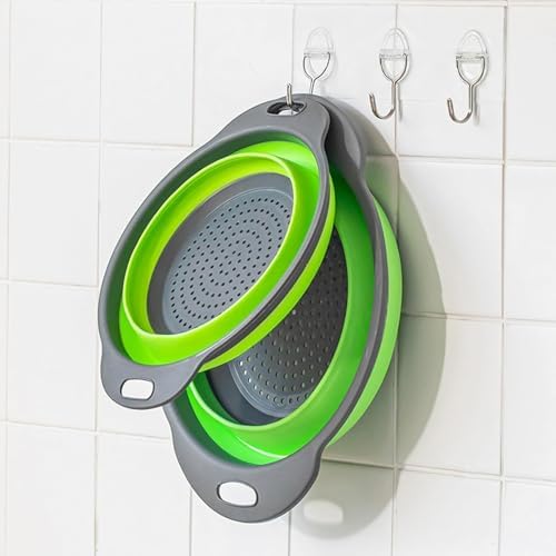 Collapsible Colander Set of 3 Round Silicone Kitchen Strainer Set